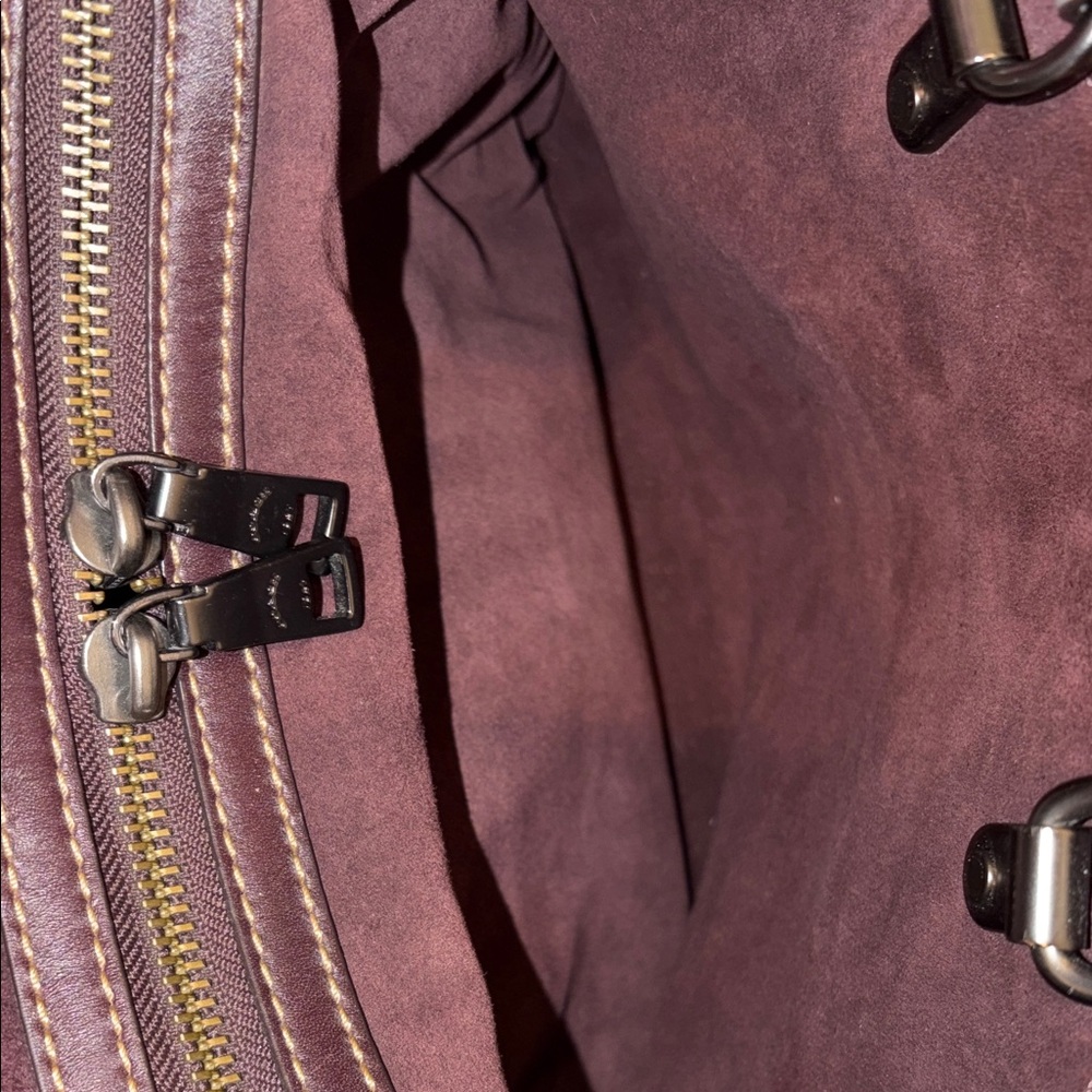 Coach Rogue 30 Heather Gray Pebbled Leather with Burgundy Suede - Picture 12 of 16